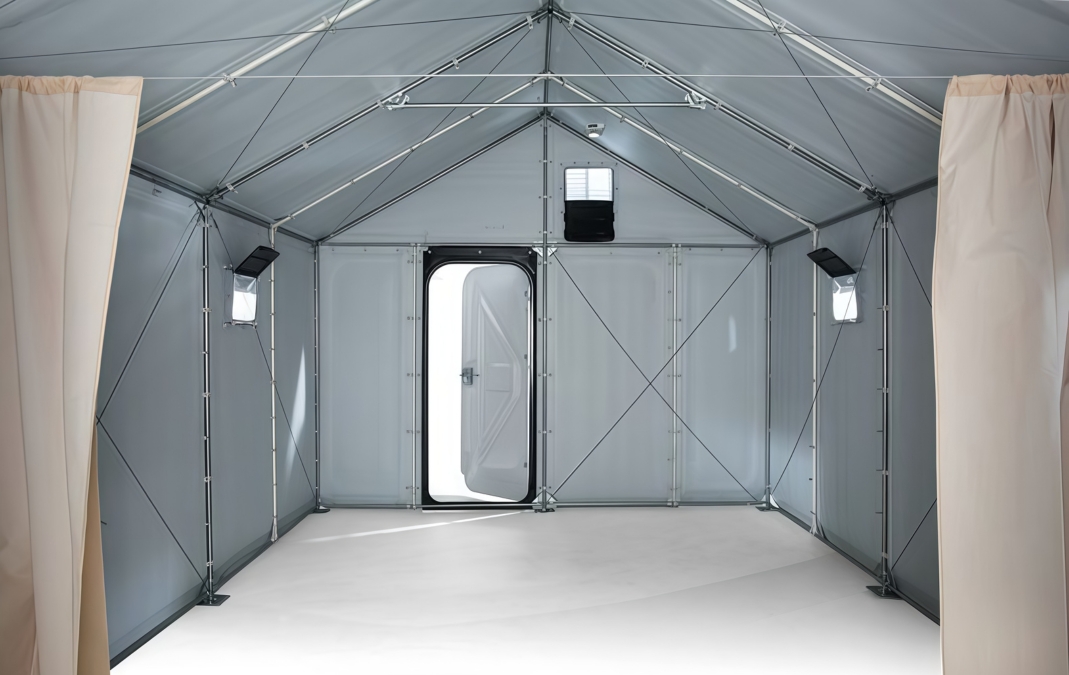 Inside the disaster relief tent