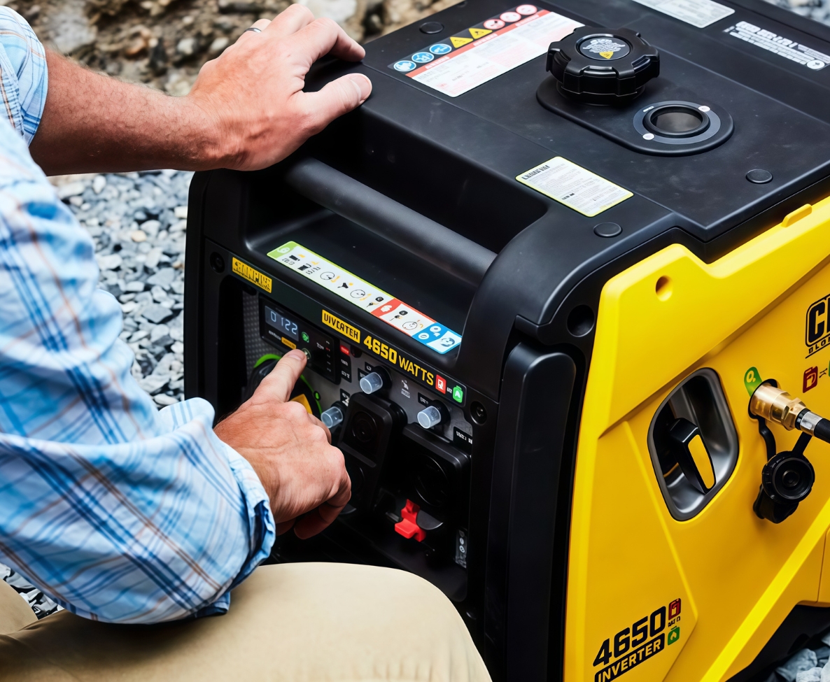 Control panel of a silent portable diesel generator
