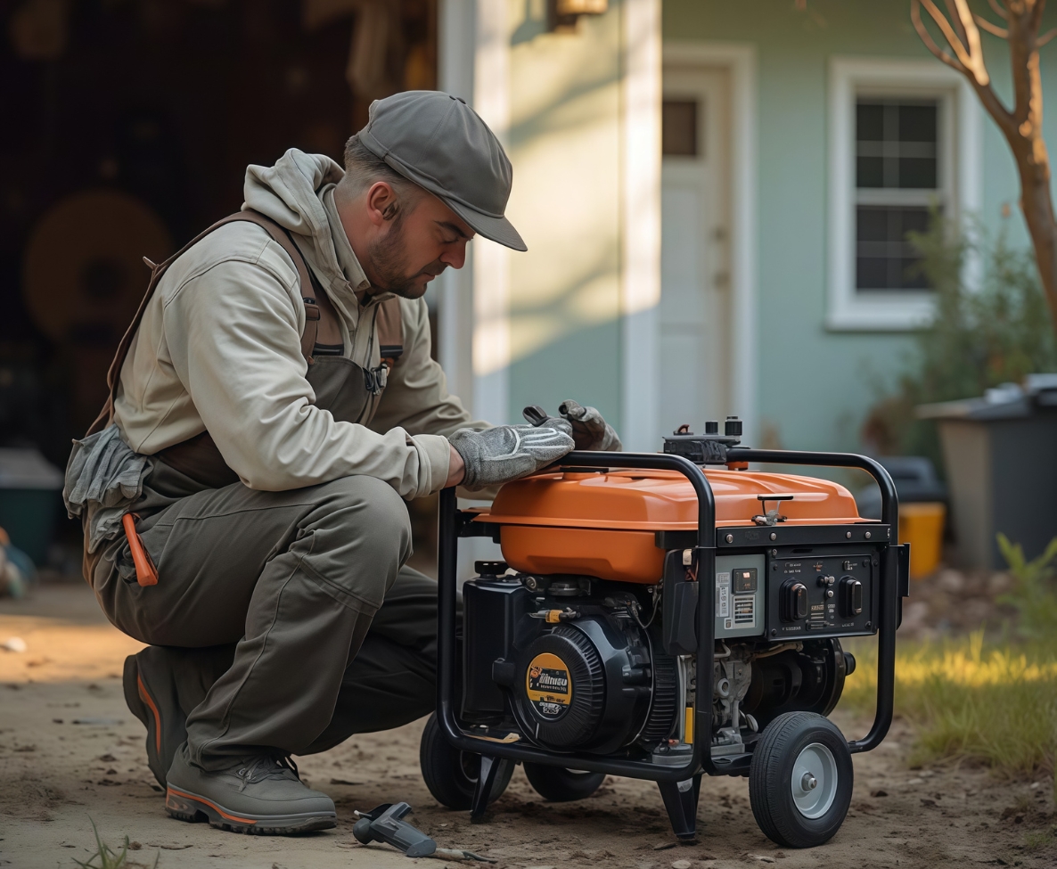 Open frame portable diesel generator for home backup and outdoor use